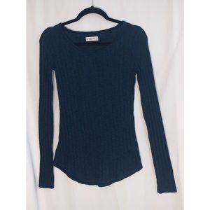 Teal Long Sleeved Ribbed Henley from A&F